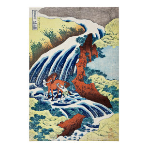 Hokusai - Die Yoshitsune-Pferdewaschfälle Poster