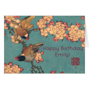 Hokusai Dompfaff und Kirschblüte Vintage Vogel