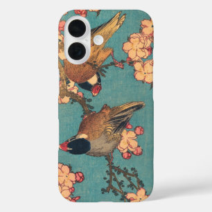 Hokusai Dompfaff und Kirschblüte Vintage Vogel iPhone 16 Hülle