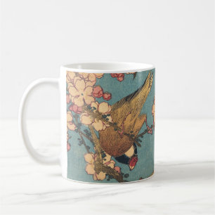 Hokusai Dompfaff und Kirschblüte Vintage Vogel Kaffeetasse