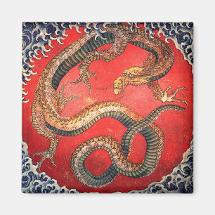Hokusai Drache Japanisch Vintage Katsushika Hokusa Magnet