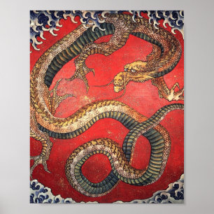 Hokusai-Drache Japanisch Vintage Katsushika Hokusa Poster
