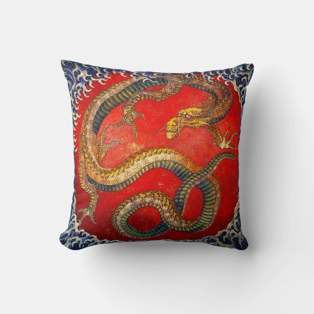 Hokusai Dragon Fantasy Art Throw Kissen (Vorderseite)