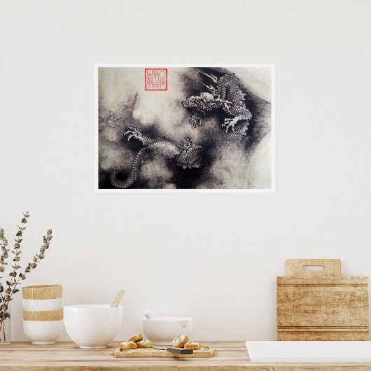 Hokusai - Dragon Scrolls Poster (Küche)