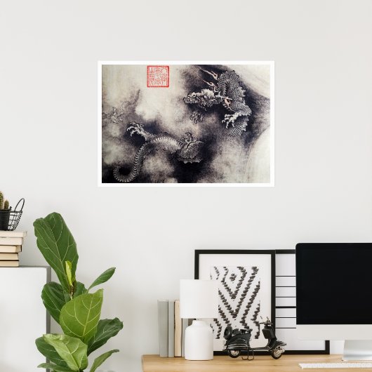 Hokusai - Dragon Scrolls Poster (Heimbüro)