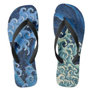 Hokusai Feminine Wave Vintager Ozean Badesandalen