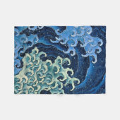 Hokusai Feminine Wave Vintager Ozean Fleecedecke (Vorderseite (Horizontal))