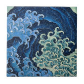 Hokusai Feminine Wave Vintager Ozean Fliese (Vorderseite)