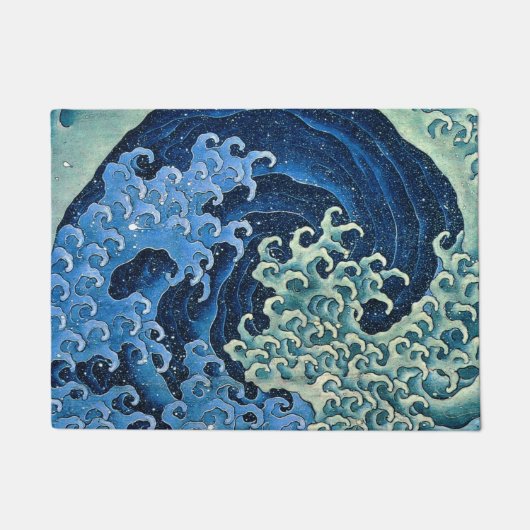 Hokusai Feminine Wave Vintager Ozean Fußmatte (Vorderseite)