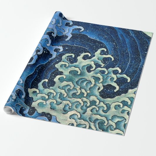 Hokusai Feminine Wave Vintager Ozean Geschenkpapier (Ungerollt)