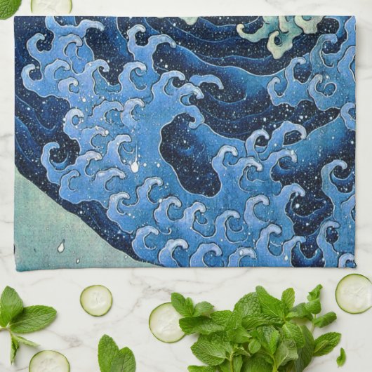Hokusai Feminine Wave Vintager Ozean Geschirrtuch (Gefaltet)