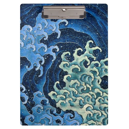 Hokusai Feminine Wave Vintager Ozean Klemmbrett (Vorderseite)