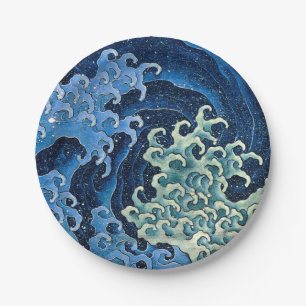 Hokusai Feminine Wave Vintager Ozean Pappteller
