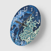 Hokusai Feminine Wave Vintager Ozean Runde Wanduhr (Winkel)