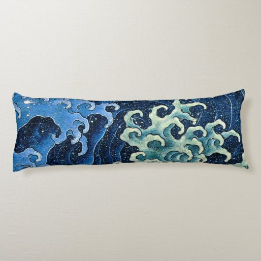 Hokusai Feminine Wave Vintager Ozean Seitenschläferkissen (Rückseite)