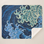 Hokusai Feminine Wave Vintager Ozean Sherpadecke (Vorderseite (Horizontal))