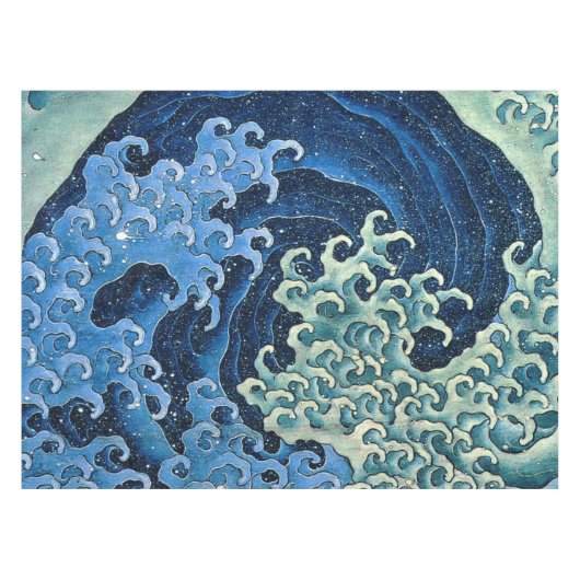 Hokusai Feminine Wave Vintager Ozean Tischdecke (Vorderseite (Horizontal))