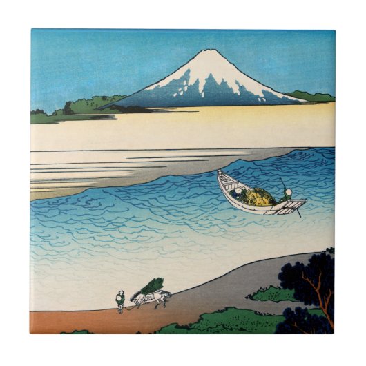 Hokusai - Fluss Tama in der Provinz Musashi Fliese (Vorderseite)