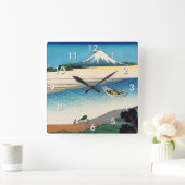 Hokusai - Fluss Tama in der Provinz Musashi Quadratische Wanduhr (Zuhause)