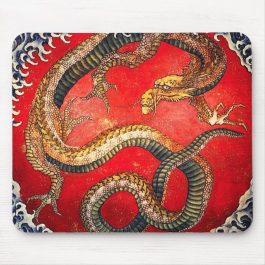 Hokusai Gold japanische Dragon Mouse Pad Mousepad (Vorne)