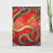 Hokusai Gold Japanischer Drache Karte (Vorderseite)