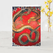 Hokusai Gold Japanischer Drache Karte (Gelbe Blume)