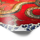 Hokusai Gold Japanischer Dragon Print Fotodruck (Ecke)