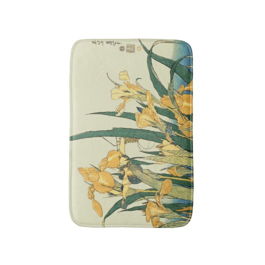 Hokusai Grasshopper und Iris Japan Badematte (Vorderseite Vertikal)