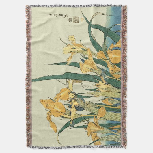 Hokusai Grasshopper und Iris Japan Decke (Vorderseite Vertikal)