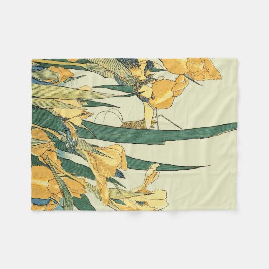 Hokusai Grasshopper und Iris Japan Fleecedecke (Vorderseite (Horizontal))