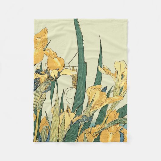Hokusai Grasshopper und Iris Japan Fleecedecke (Vorderseite)