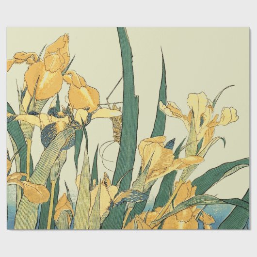Hokusai Grasshopper und Iris Japan Geschenkpapier (Flach)