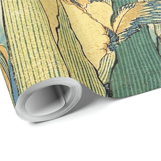 Hokusai Grasshopper und Iris Japan Geschenkpapier (Rolleneckpunkt)
