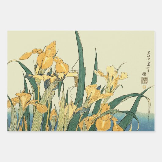 Hokusai Grasshopper und Iris Japan Geschenkpapier Set (Vorderseite)