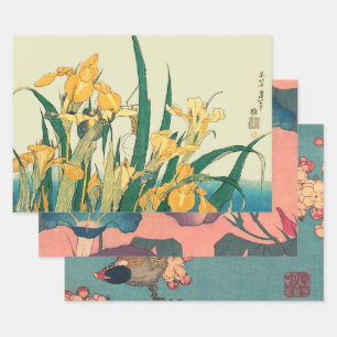 Hokusai Grasshopper und Iris Japan Geschenkpapier Set