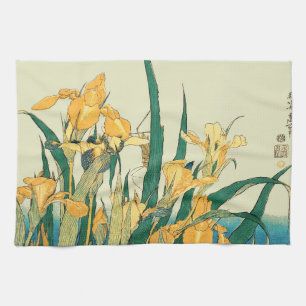 Hokusai Grasshopper und Iris Japan Geschirrtuch