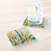 Hokusai Grasshopper und Iris Japan Glasuntersetzer (Schrägansicht)