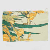 Hokusai Grasshopper und Iris Japan Golfhandtuch (Horizontal)