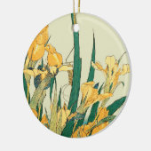 Hokusai Grasshopper und Iris Japan Keramik Ornament (Links)