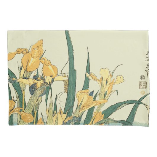 Hokusai Grasshopper und Iris Japan Kissenbezug (Vorderseite)