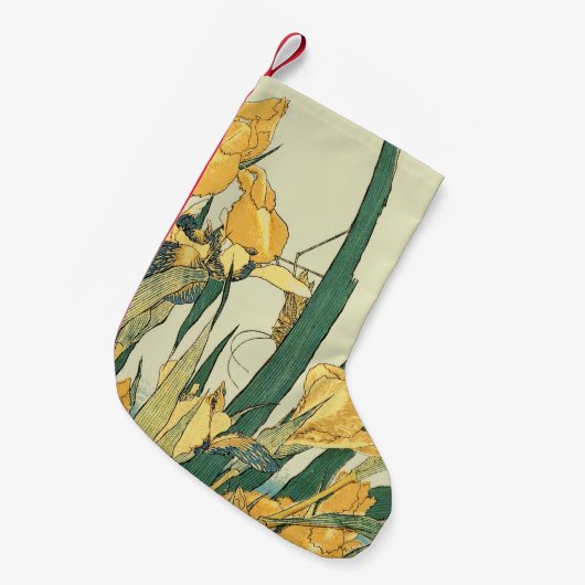 Hokusai Grasshopper und Iris Japan Kleiner Weihnachtsstrumpf (Vorderansicht (hängend))