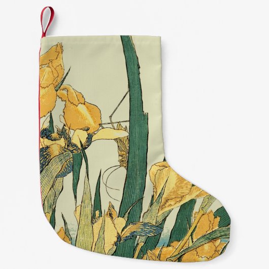 Hokusai Grasshopper und Iris Japan Kleiner Weihnachtsstrumpf (Vorderseite)