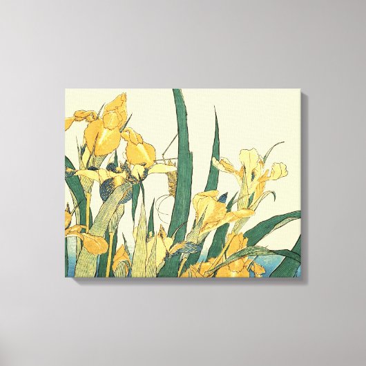 Hokusai Grasshopper und Iris Japan Leinwanddruck (Vorderseite)