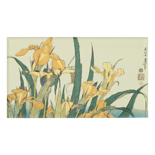Hokusai Grasshopper und Iris Japan Namenschild (Vorderseite)