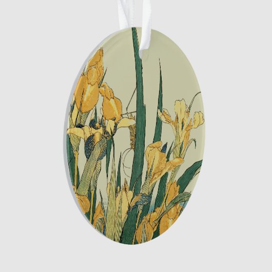 Hokusai Grasshopper und Iris Japan Ornament (Vorderseite)