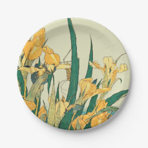 Hokusai Grasshopper und Iris Japan Pappteller