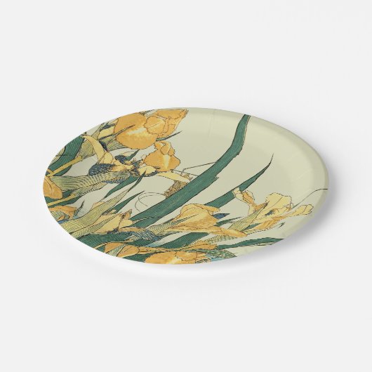 Hokusai Grasshopper und Iris Japan Pappteller (Schrägansicht)