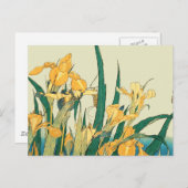 Hokusai Grasshopper und Iris Japan Postkarte (Vorne/Hinten)