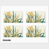Hokusai Grasshopper und Iris Japan Rechteckiger Aufkleber (Blatt)