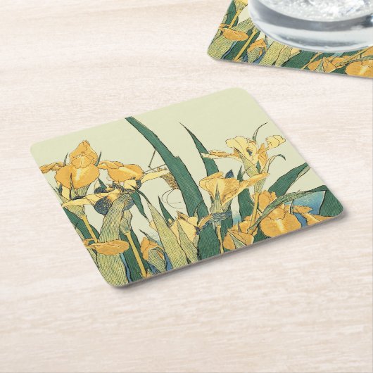 Hokusai Grasshopper und Iris Japan Rechteckiger Pappuntersetzer (angewinkelt)